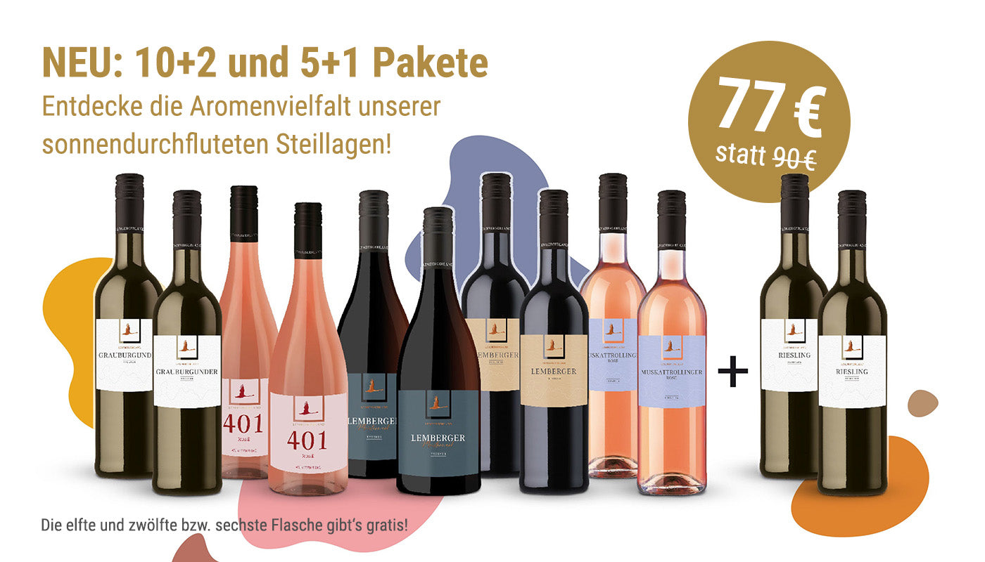 10+2 und 5+1 Weinpakete, Aromenvielfalt der Lembergerland Steillagen